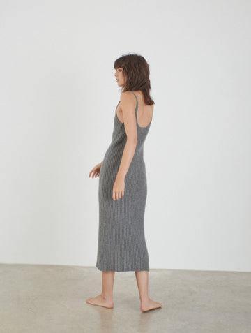 Cashmere knitted V-neck dress