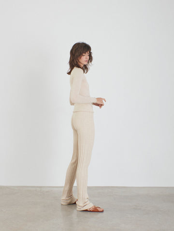 Cashmere tight knitted pants Ecru