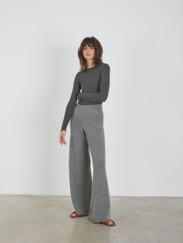 Cashmere knitted crewneck top Grey