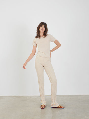 BELINDA Cashmere Knitted T-shirt Ecru