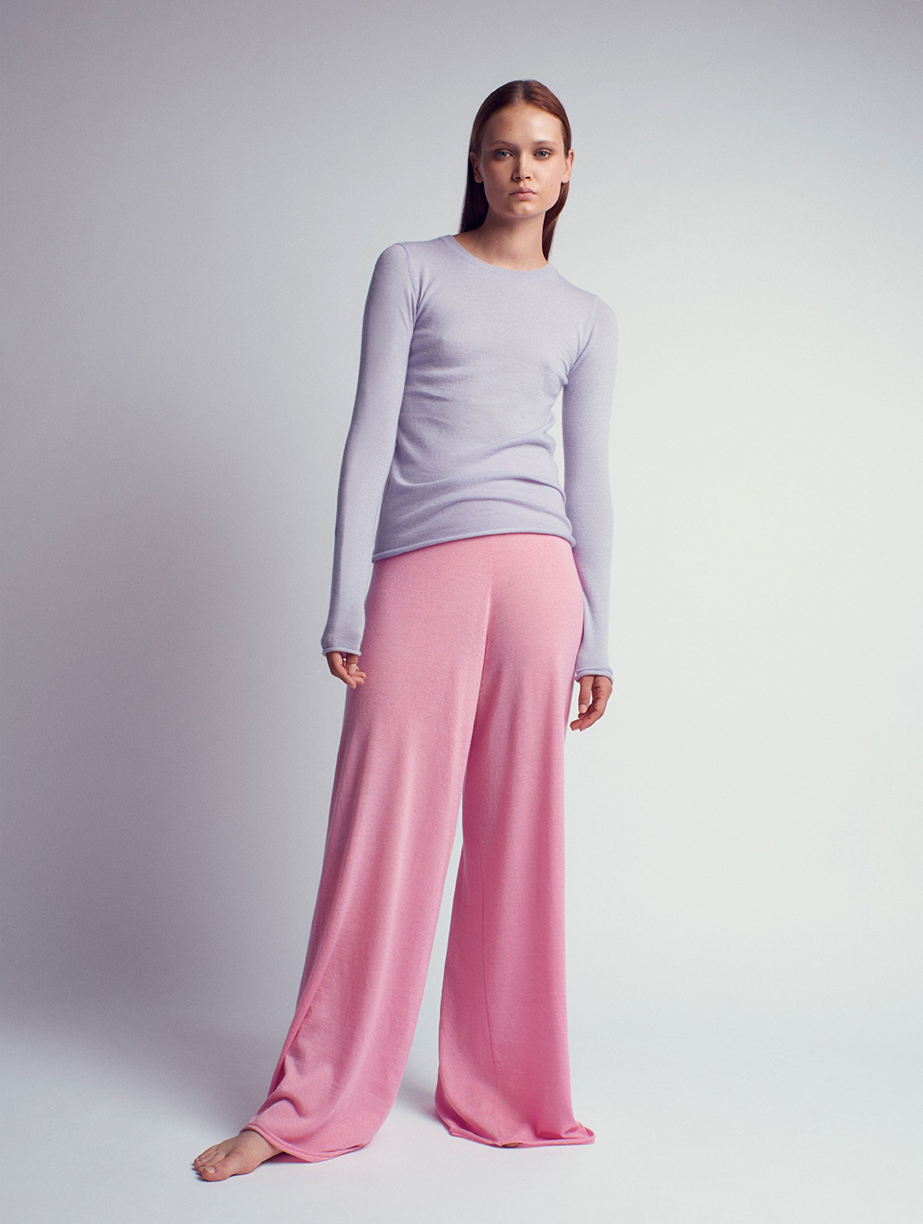 Cashmere knitted wide pants