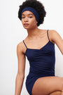 Strappy Top with Built-In Bra Shelf in Navy