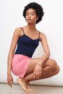 Shirred Shorts in Raspberry