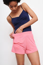 Shirred Shorts in Raspberry
