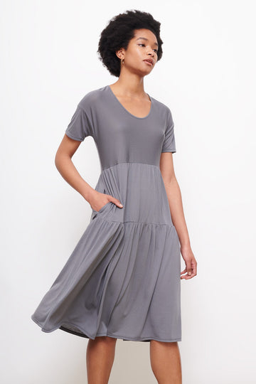 Tiered Dress in Stone