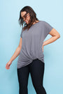 Drape Knot Tee in Stone