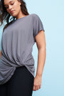 Drape Knot Tee in Stone