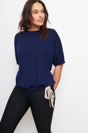 Ribbon-Tie Top in Navy