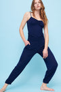 Shirred Track Pants in Navy