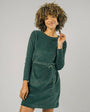 Corduroy Belted Dress Forest Green