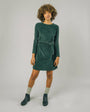 Corduroy Belted Dress Forest Green