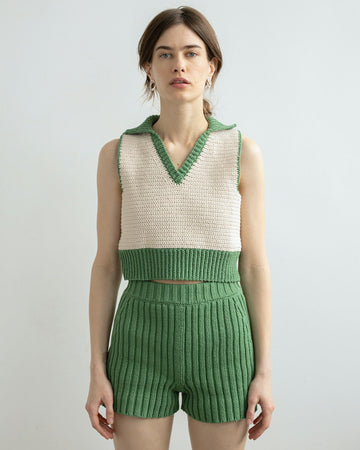 Pilnatis: Fern Green Cotton Shorts
