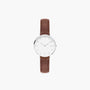 White Mini Solar Watch | Brown Vegan Leather