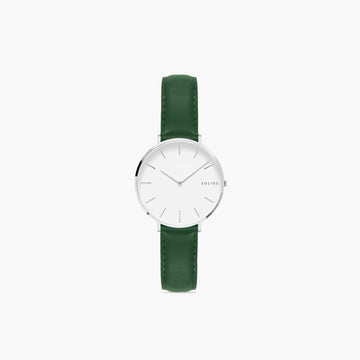 White Mini Solar Watch | Green Vegan Leather