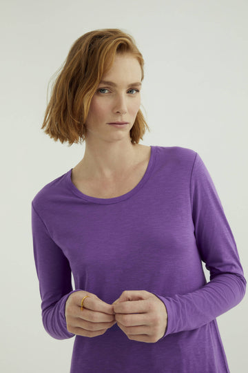 Long Sleeves T-shirt Miriam Round Neck, Deep Lavender