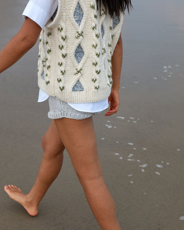 Laimė: Embroidered Oat Milk Alpaca Wool & Cotton Vest