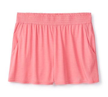 Shirred Shorts in Raspberry