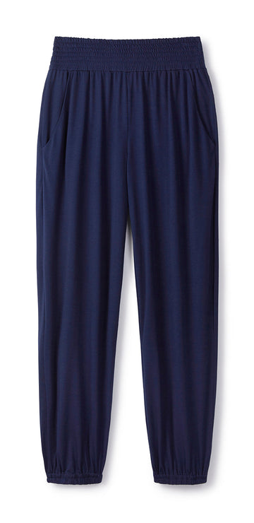 Shirred Track Pants in Navy