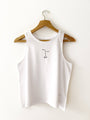 Winking Face Embroidered Tank In White