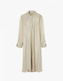 Satin Long-Sleeve Open-Detail Shirtdress
