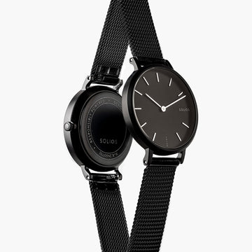 Black Mini Solar Watch | Black Mesh