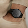 Black Solar Watch | Cream Vegan Leather