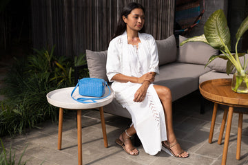Amelia - The hand-woven crossbody in blue