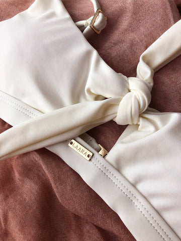 Aruba Front Tie Crop Top Bikini - Ivory