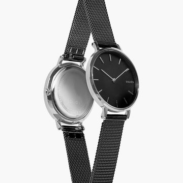 Black Mini Solar Watch | Black Mesh