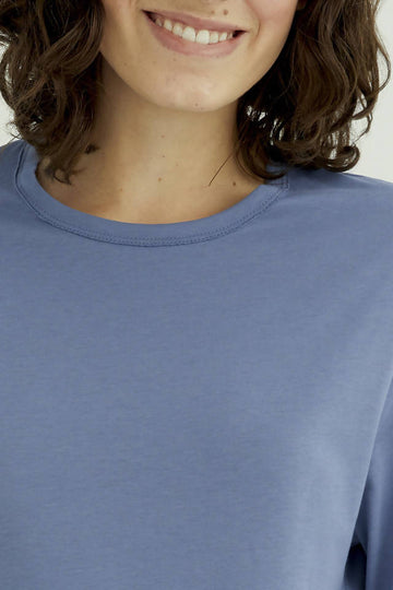 Long Sleeves T-shirt Mira Round Neck, Country Blue