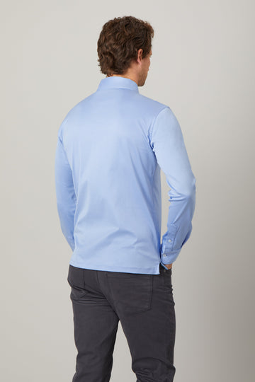 Cadiz Blue Long Sleeve Polo Shirt