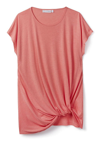 Drape Knot Tee in Coral