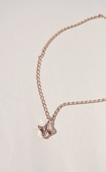 ROSE GOLD NUGGET CROSS NECKLACE