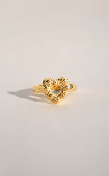 STUDDED HEART RING