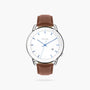 White Curve Solar Watch | Brown Vegan Leather