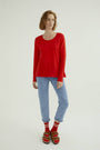 Long Sleeves T-shirt Miriam Round Neck, Fiery Red