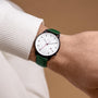 White Curve Solar Watch | Green Vegan Leather