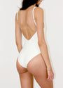 Marseille Deep V-Back Tie-Front One Piece - Ivory
