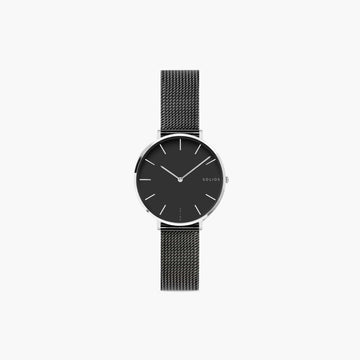 Black Mini Solar Watch | Black Mesh