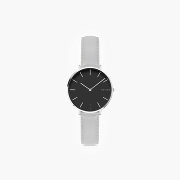 Black Mini Solar Watch | Grey Vegan Leather