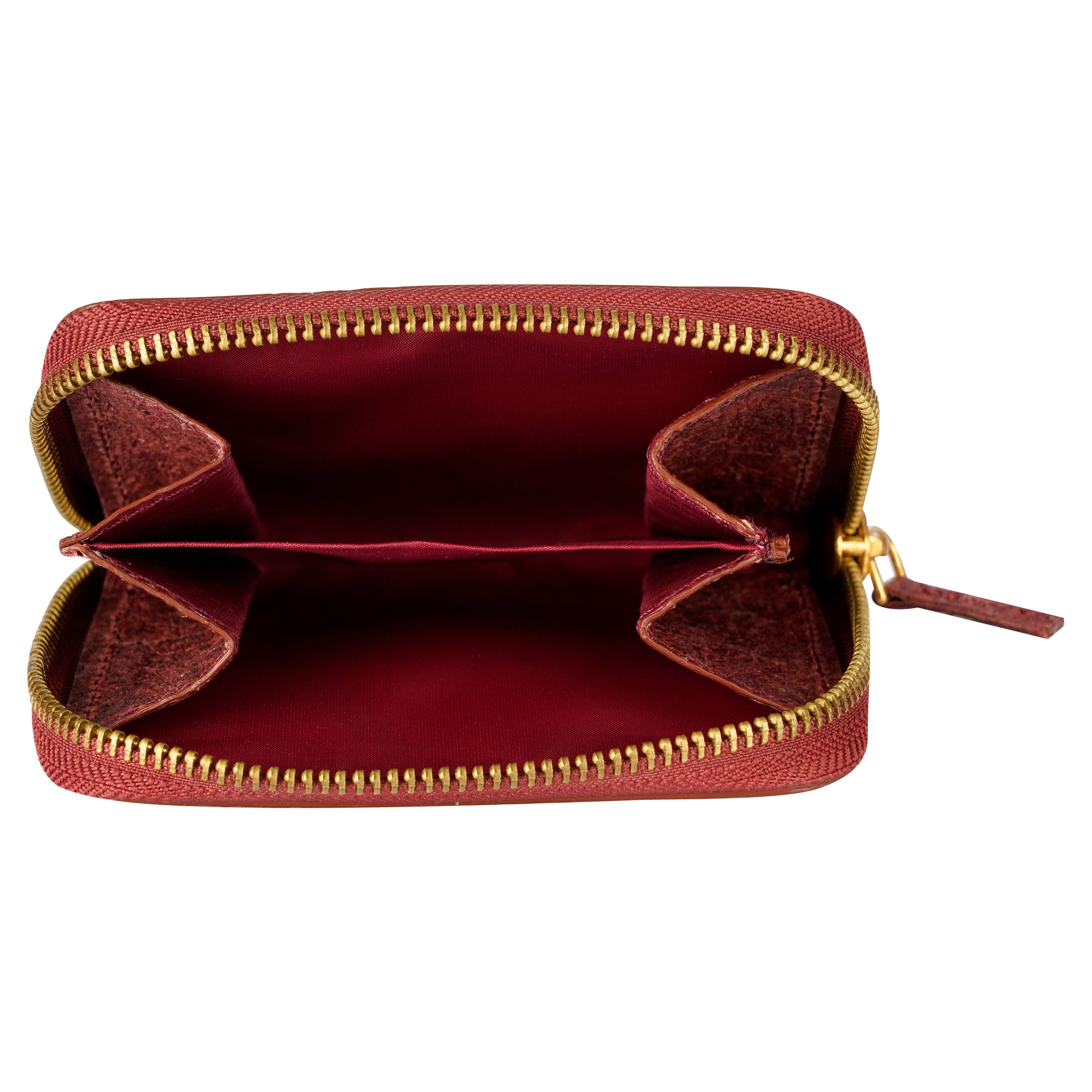 Coconut Leather Zip Wallet - Wine Red