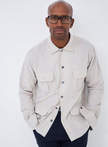 Recycled Oatmeal Flannel Overshirt