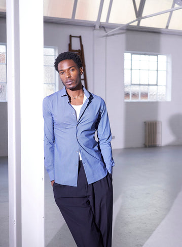 Recycled Italian Navy Como Print Comfort Shirt