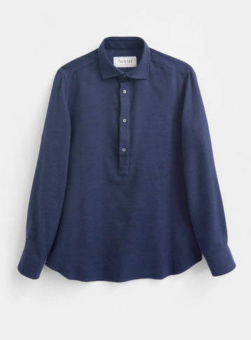 Recycled Italian Navy Flannel Popover Shirt Popover Shirts Neem Global 