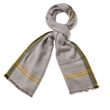 Grey and Yellow Wool Scarf