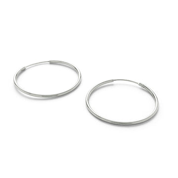 Bali Hoop Silver Large Earrings