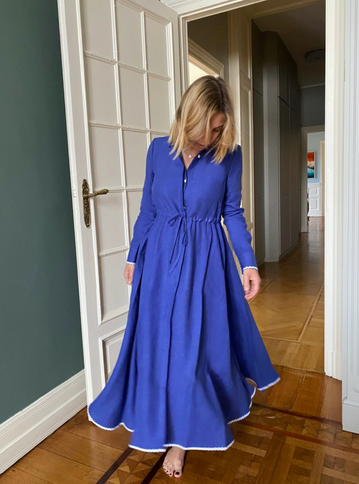 Amalfi Long Dress in Klein Blue