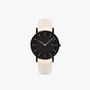 Black Solar Watch | Cream Vegan Leather