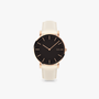 Black Solar Watch | Cream Vegan Leather