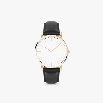 White Solar Watch | Black Vegan Leather